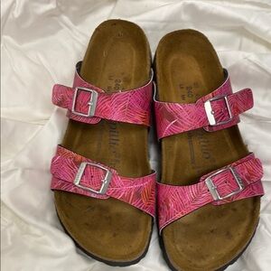 Birkenstock Pink Sandals with Silver Buckles